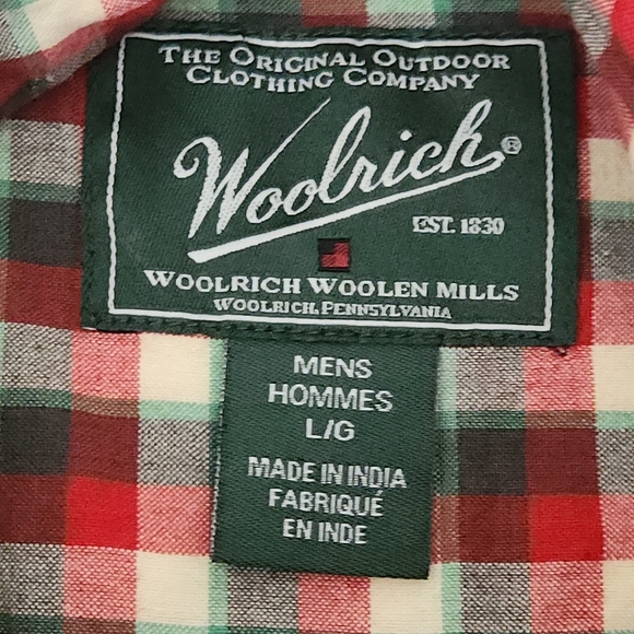 WOOLRICH Red Green Plaid Short Sleeve Button-Up Shirt โ size large - Picture 6 of 10